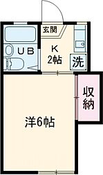 エムハイツ 2階1Kの間取り