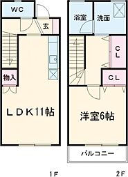 熊本電気鉄道 黒髪町駅 徒歩10分の賃貸アパート 1階1LDKの間取り