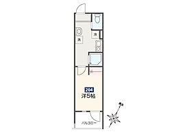 MELDIA小田急相模原II 2階1Kの間取り