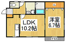 プレーンハイムII 1階1LDKの間取り