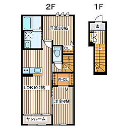エクセランメゾン 2階2LDKの間取り