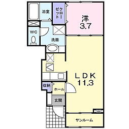 オリオンプレイス 1LDKの間取図画像