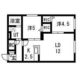 asunto(アスント) 306 3階2LDKの間取り