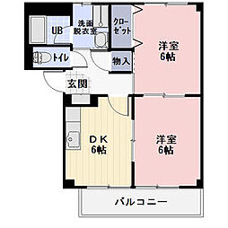 Surplus　Two　MURATA　A 2階2DKの間取り