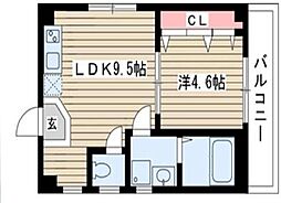 エスポワール加納町 4階1LDKの間取り