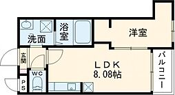 セブンプロート草津南 204 2階1LDKの間取り