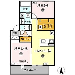 ハイムセラ出水 1階2LDKの間取り