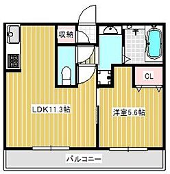 パークヴィラ合志I 1階1LDKの間取り