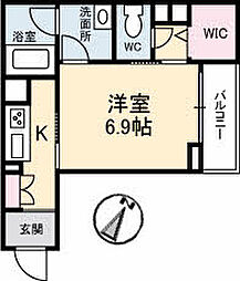 テラ五日市駅 3階1Kの間取り