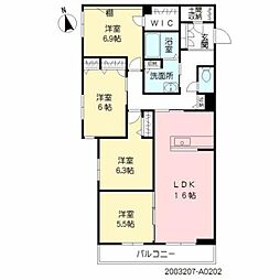 アネーロ春日 2階4LDKの間取り