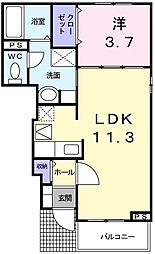 アバンツァート 1階1LDKの間取り