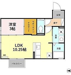 アルト　シャン 203 2階1LDKの間取り