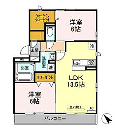 プランドール 2LDKの間取図画像