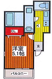 JR川越線 日進駅 徒歩10分の賃貸アパート 3階1Kの間取り