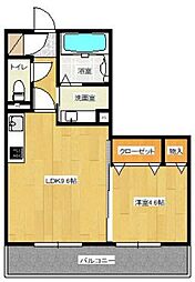 パークヴィラ合志II 2階1LDKの間取り