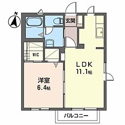 グランバリエＡ 1階1LDKの間取り
