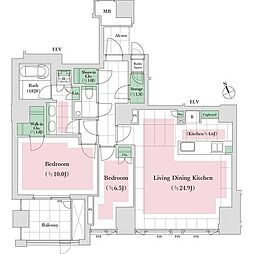 パークマンション鳥居坂 1階2LDKの間取り