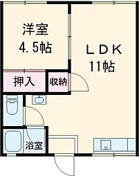 サンハイツ 1階1LDKの間取り