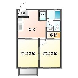 フリーデンハイム 2階2DKの間取り