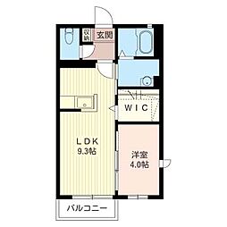 東武桐生線 三枚橋駅 徒歩11分の賃貸アパート 2階1LDKの間取り