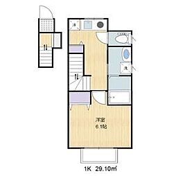 CCR-2018 2階1Kの間取り