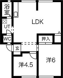 東武伊勢崎線 茂林寺前駅 徒歩25分の賃貸アパート 1階2LDKの間取り