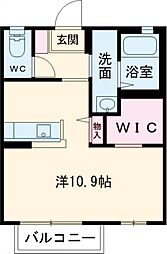 クリークバレー Ｂ 1階ワンルームの間取り