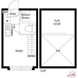 ハーモニーテラス高井戸西 2階ワンルームの間取り