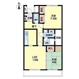 ファミーユ金井 1階2LDKの間取り
