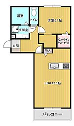 パークヴィラ下南部II 1階1LDKの間取り