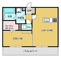 パークヴィラ下南部II 3階1LDKの間取り
