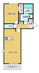 パークヴィラ下南部II 2階1LDKの間取り