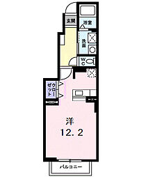 グラート 1階ワンルームの間取り
