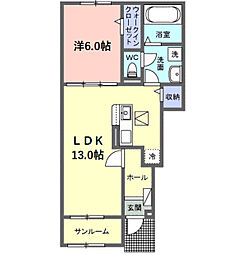 サニーセトル拾弐号館 1階1LDKの間取り