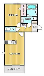 アルフィーネII 1階1LDKの間取り