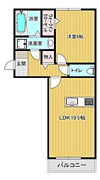 パークヴィラ杉水I 1階1LDKの間取り