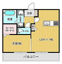パークヴィラ杉水I 3階1LDKの間取り