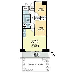 ライオンズマンション西八千代 1階2LDKの間取り