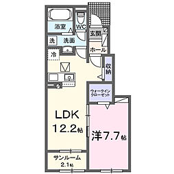 グラシオッソ　II 1階1LDKの間取り
