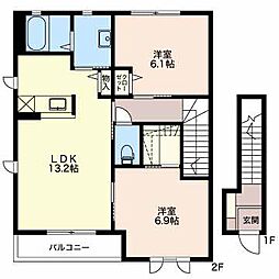 ラメール59Ｃ 2階2LDKの間取り