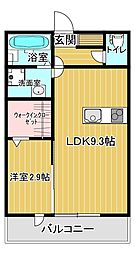 パークヴィラ杉水II 1階1LDKの間取り