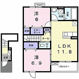 ポポラオオツ1 2LDKの間取図画像