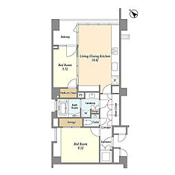 ストーリア赤坂 1階2LDKの間取り
