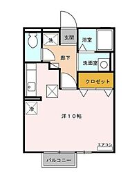 Ｃｏｕｒｔ Ｒｏｍａｎ 1階ワンルームの間取り