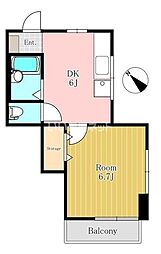 第2平井ハイツ 2階1DKの間取り