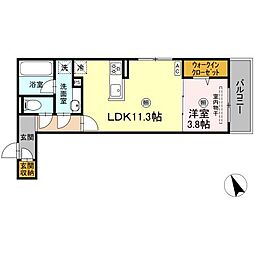campanella舟入南 301 3階1LDKの間取り
