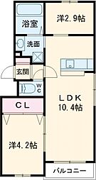 LIFEFIELDみやま 2階1SLDKの間取り
