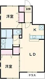 仮称)Novガーデンハウス谷田部 F棟 2LDKの間取図画像