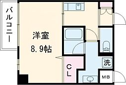La Tour Kasuga 2階1Kの間取り
