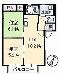シャーメゾン　Ｋ　五番館 2階2LDKの間取り
